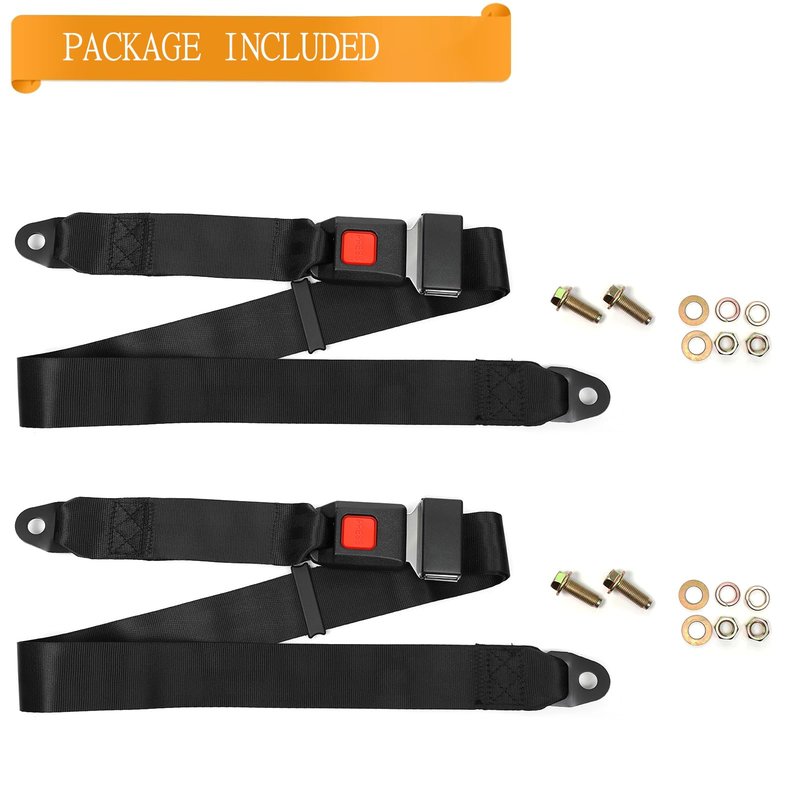 RIZINKART Universal Golf Cart Seat Belts Kit,Polyester Fabric Belt Adjustable & Lengthen Max Length 59",fit for EZGO, Club Car, Yamaha Golf cart. Easy to Install, Front and Rear Seat, 2 Sets