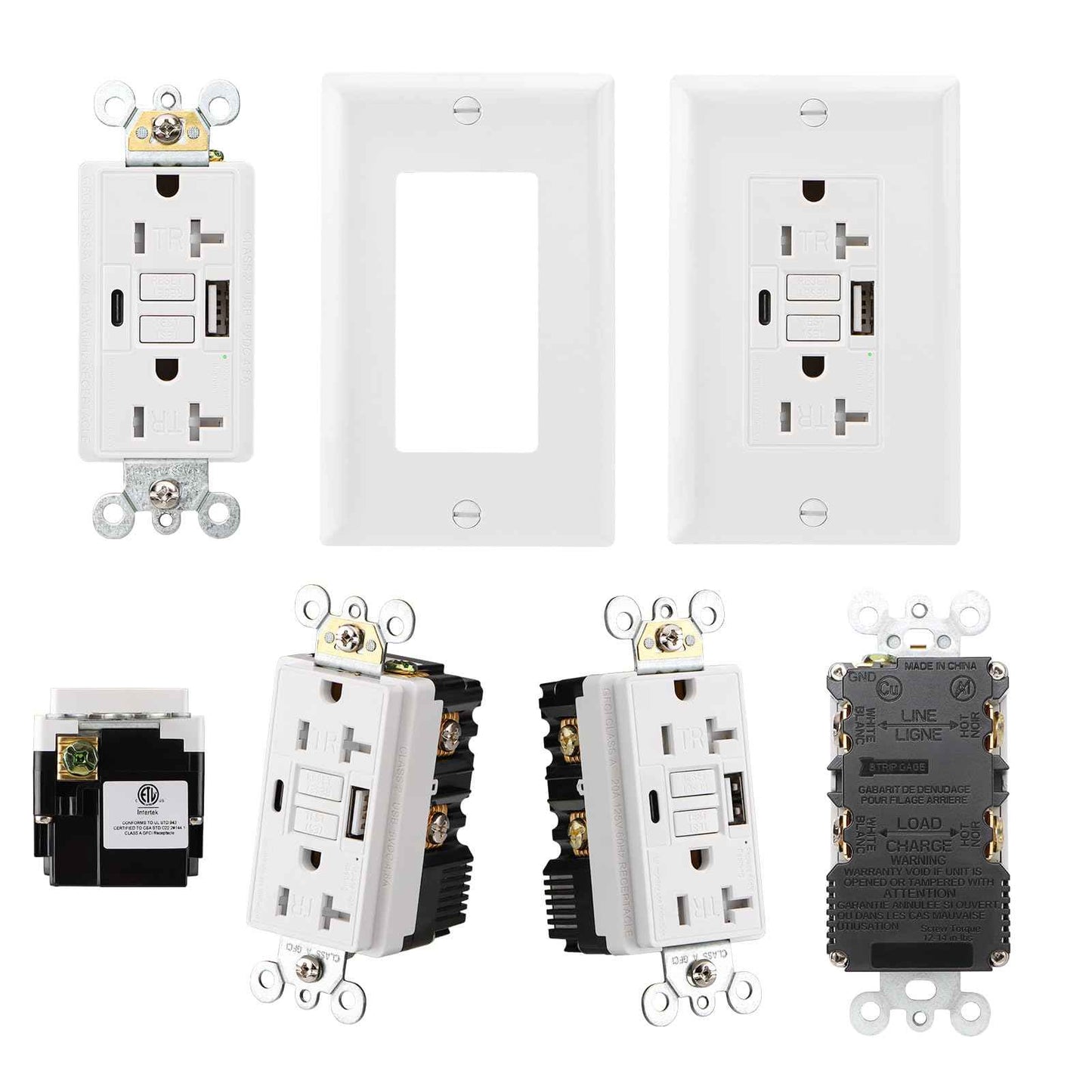 Wengart GFCI Outlet with USB in-Wall,20A Self-Test with LED Indicator Tamper Resistant DC5V 4.8A Charger Outlet with USB Type A & TypeC,White