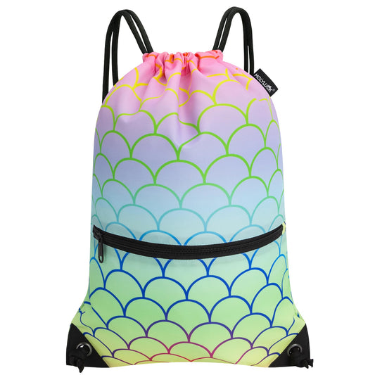 HOLYLUCK Drawstring Backpack Bag Sport Gym Sackpack (Colorful Fish Feather)