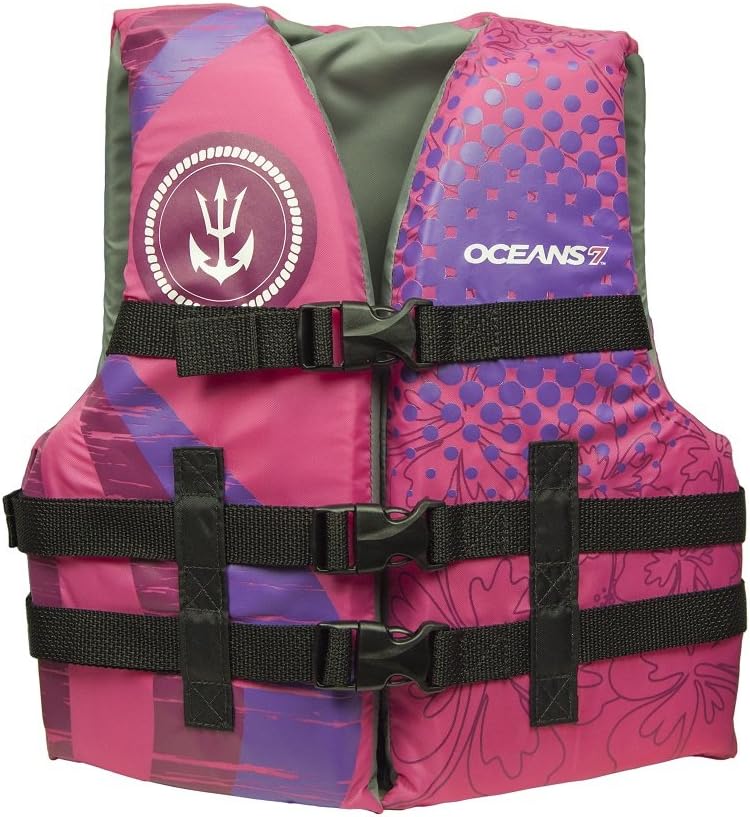 Oceans 7 Youth Life Jacket - US Coast Guard Approved Type III PFD in Pink | Safe & Stylish