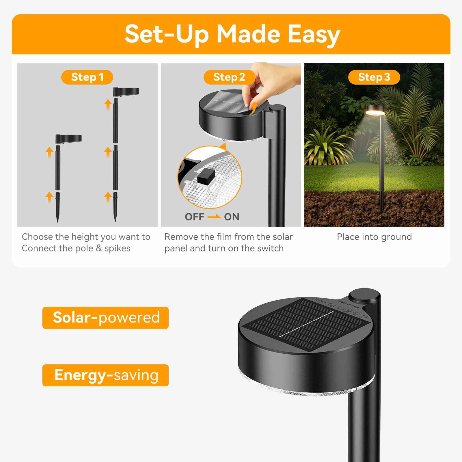 Ahaorigin 12 Pack Solar Pathway Lights Outdoor, 12 Brighter LED Solar Lights Outdoor Waterproof, Up to 12 Hrs Modern Solar Powered Path Light for Yard Garden Walkway Driveway