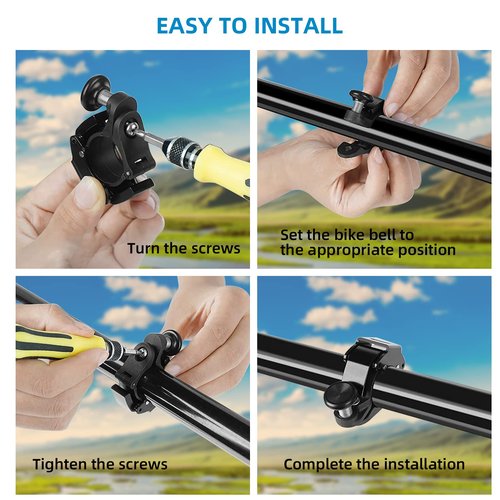 NANSIKE Black Bicycle Bell, Innovative Aluminium Mini Bell Bicycle Handlebar Bell 100 dB Bell, Crisp and Loud Sound, New Upgraded Bicycle Mountain Bike Horn, for 22-24mm (0.86-0.94inch) Handlebar