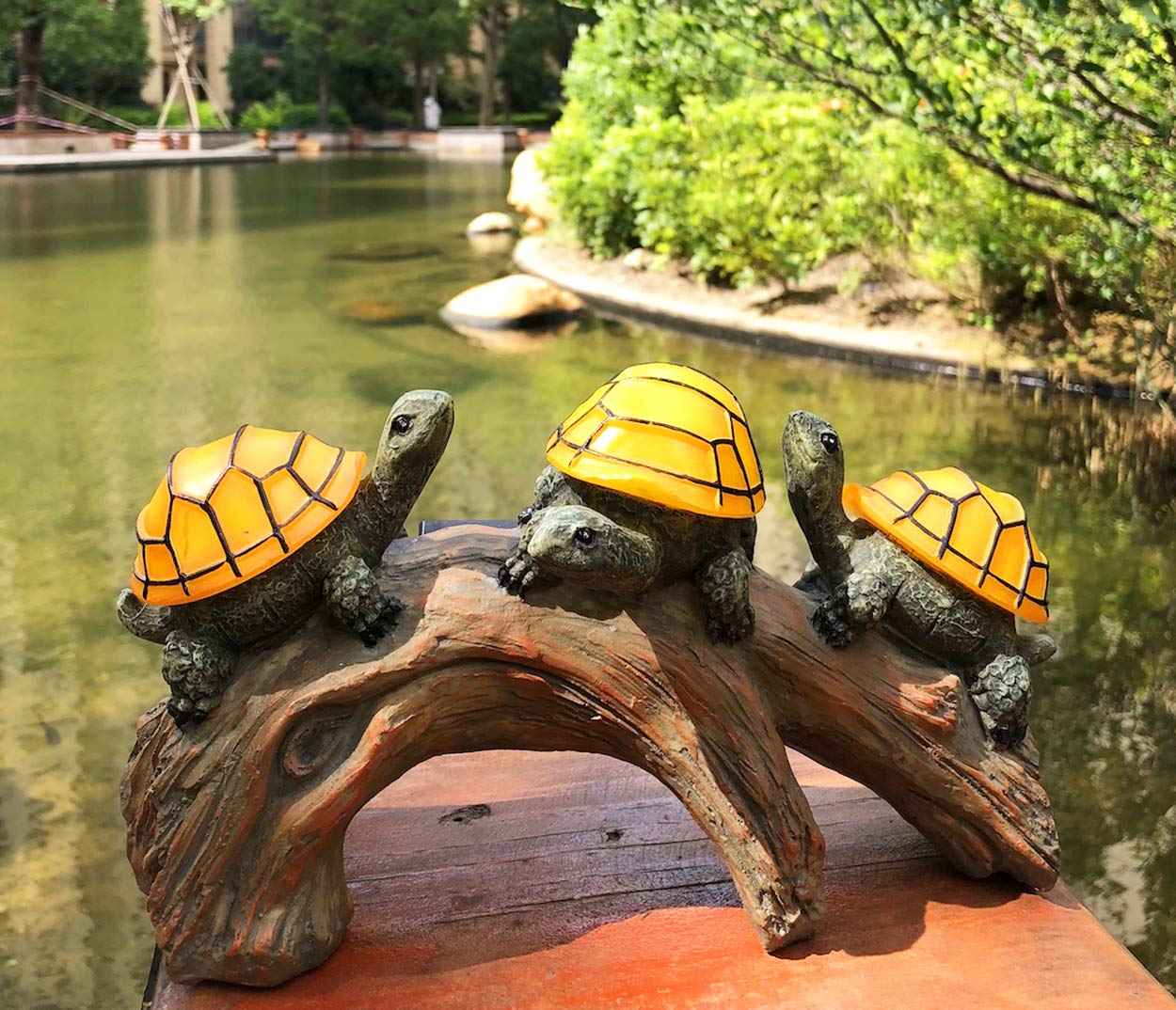 TIBLEN Solar Powered Turtles on Log Outdoor Decor - LED Garden Light, Outdoor Statues, Gifts for Mom, Grandma, Birthday - Turtle Solar Light for Outdoors
