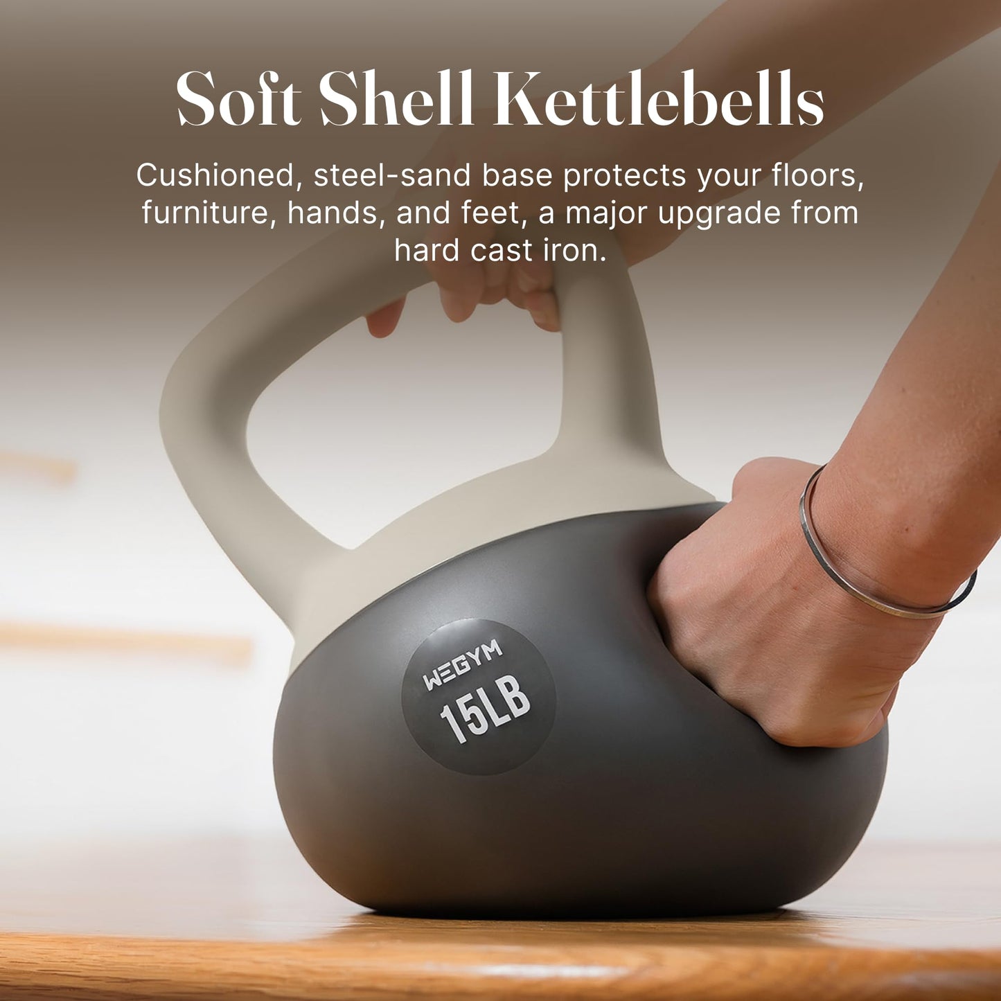 WeGym Soft Kettlebell with Cushioned Impact Resistant Base, Anti Slip Wide Grip Handle for Home Workouts, Weightlifting, Full Body Training (25LB Rose)