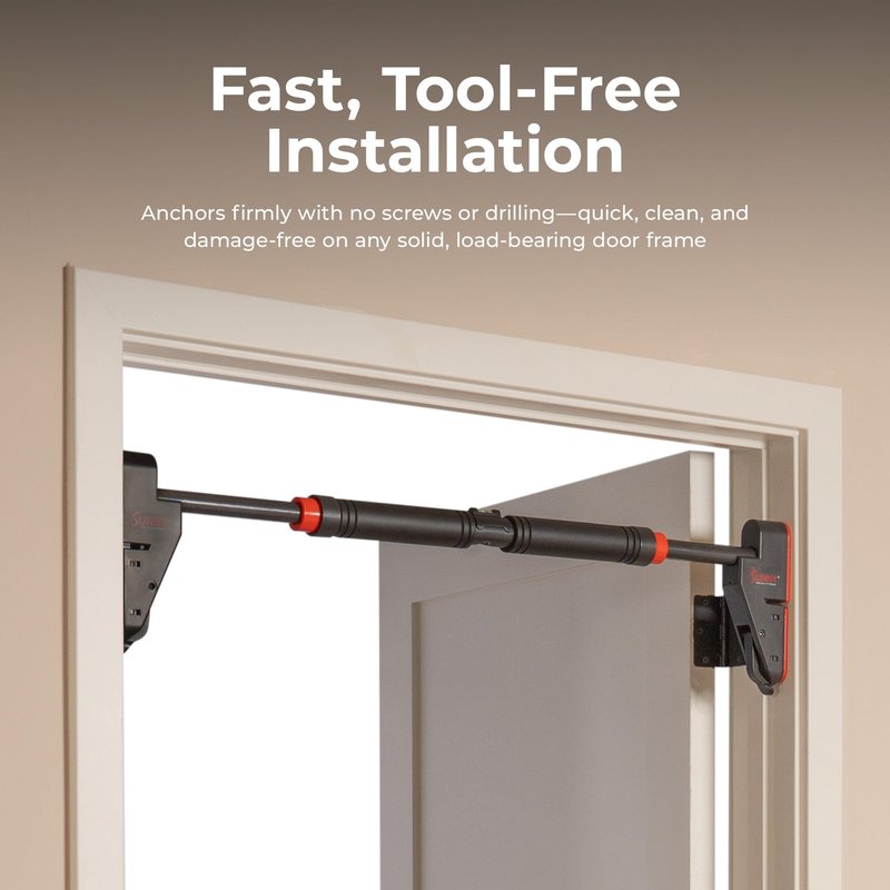 Sunny Health & Fitness Doorway Pull Up Bar – Adjustable Length, No-Screw Lock, Anti-Rotation, Home Gym Pull Up Bar Station - NO. 109