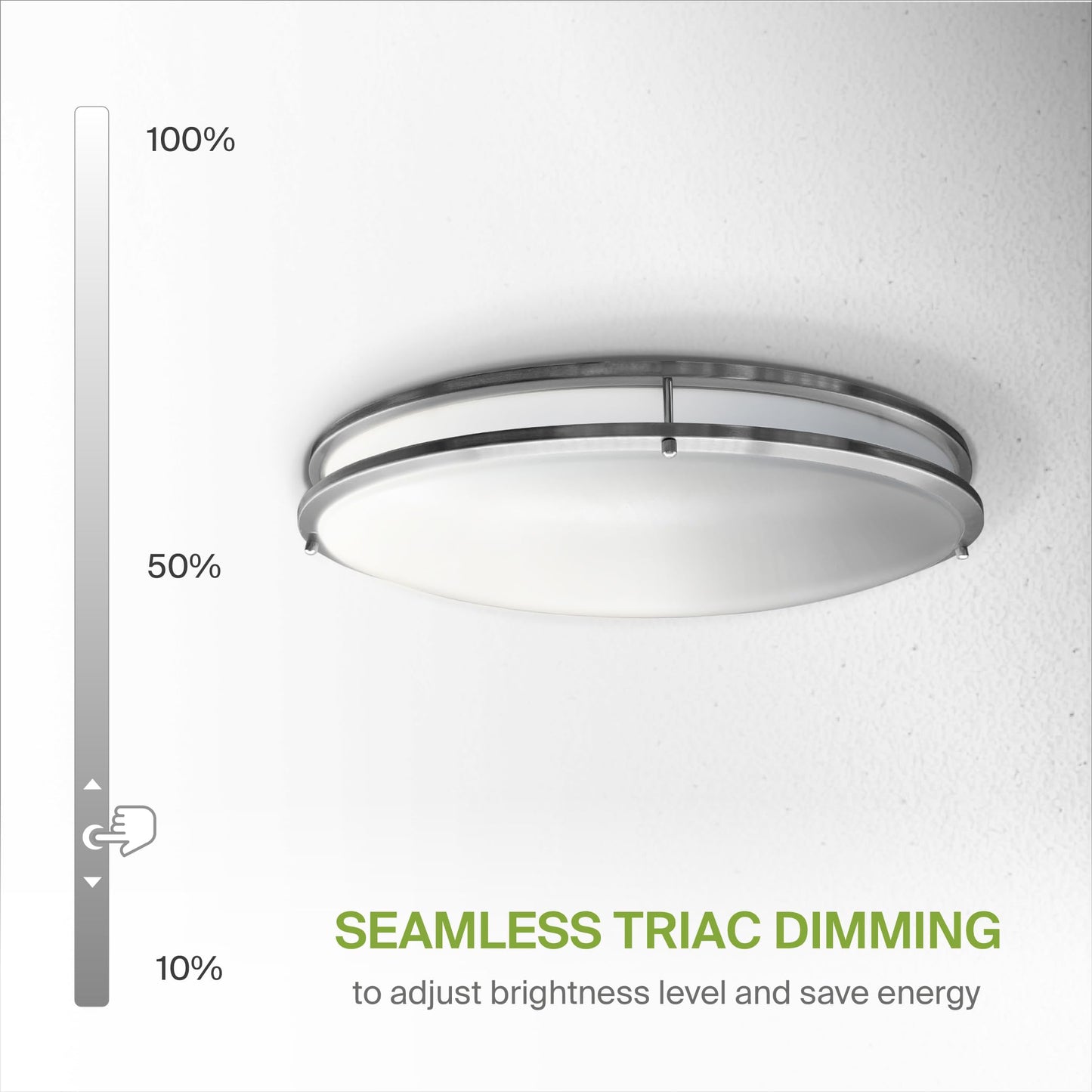 ASD LED 24 Inch Oval Flush Mount Light Fixture | 38W 3280LM 2700K-5000K 120V | 5CCT, Dimmable, ETL Listed | Close to Ceiling Double Ring Lamp, Low Profile Lighting | Nickel