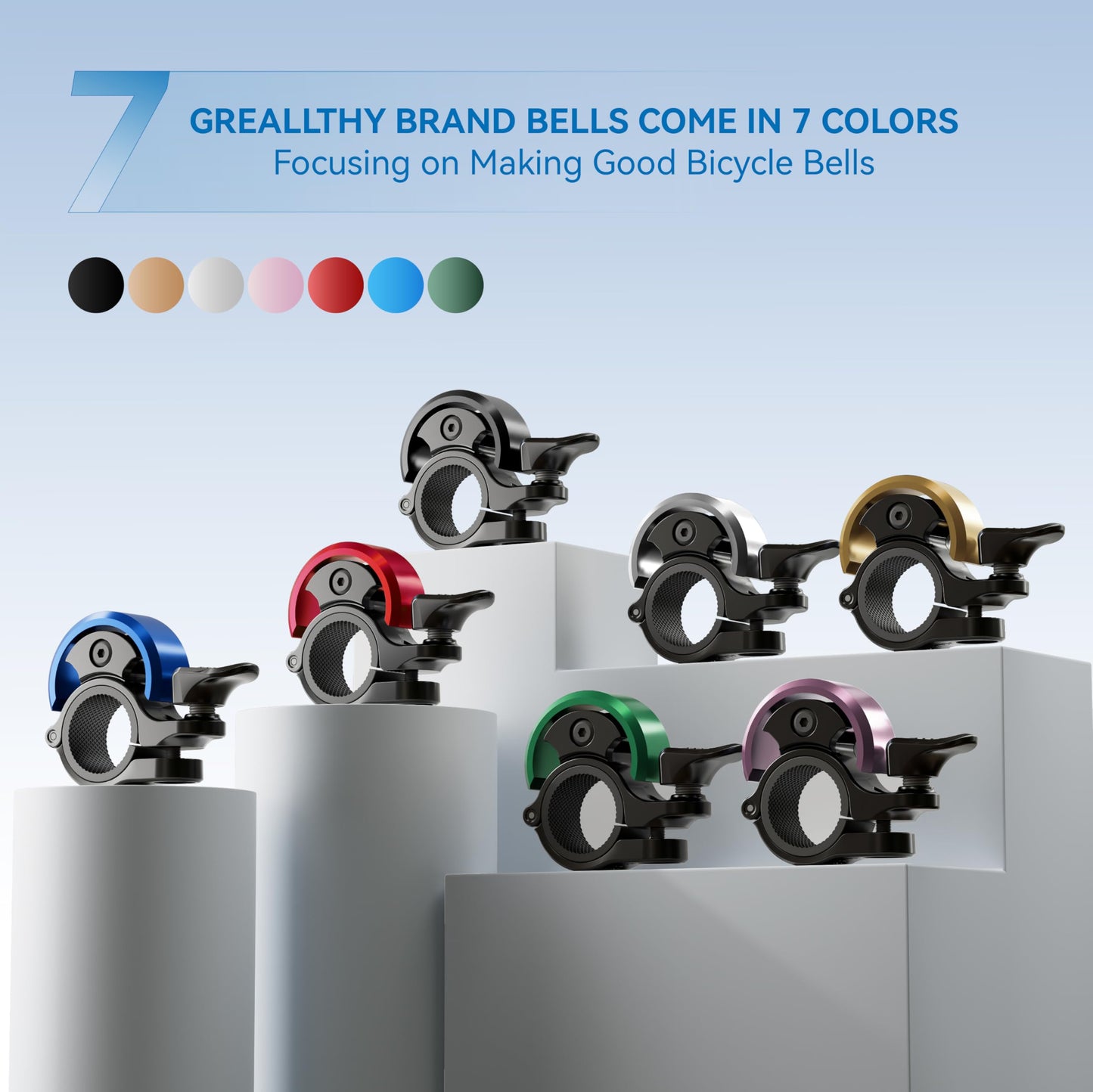 Greallthy Bike Bell - Aluminum Alloy, Clear Loud Sound - for Adults&Youth, Sturdy & Compact - Fits 0.75-1in (19-25.4mm) - Perfect for City/Folding/Cruiser/Most Standard Mountain Bikes