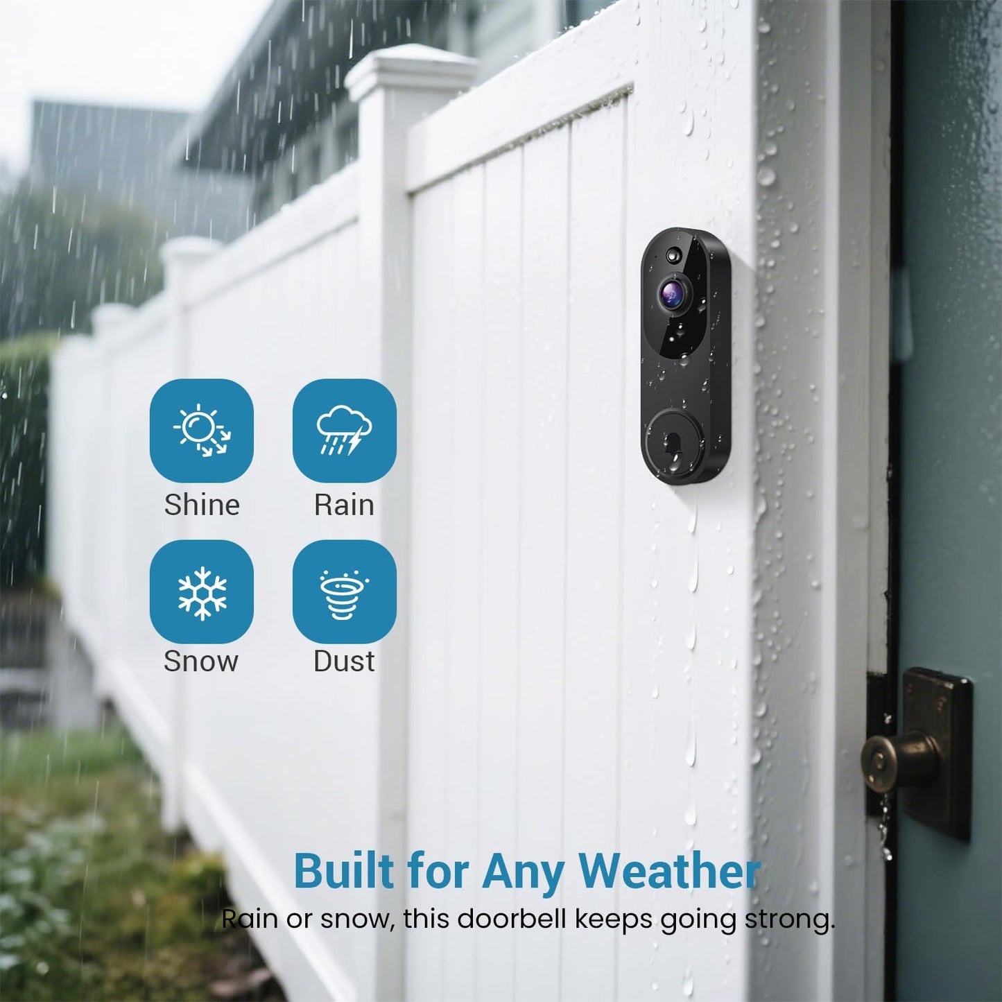 ModeJump 1080P Smart Wireless Video Doorbell Camera, Night Vision, Real-Time Alerts, AI Human Detection, Two-Way Talk, Cloud Storage, Night Vision, Battery Rechargeable(Receiver not Included)