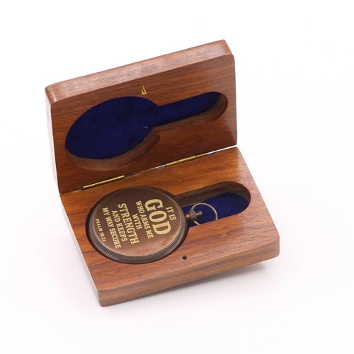 Man of God Compass – Psalm 18:32 Scripture Engraved – Solid Brass Pocket Compass with Rosewood Box – Christian Gift for Men, Son, Husband, Graduation, Travel Keepsake
