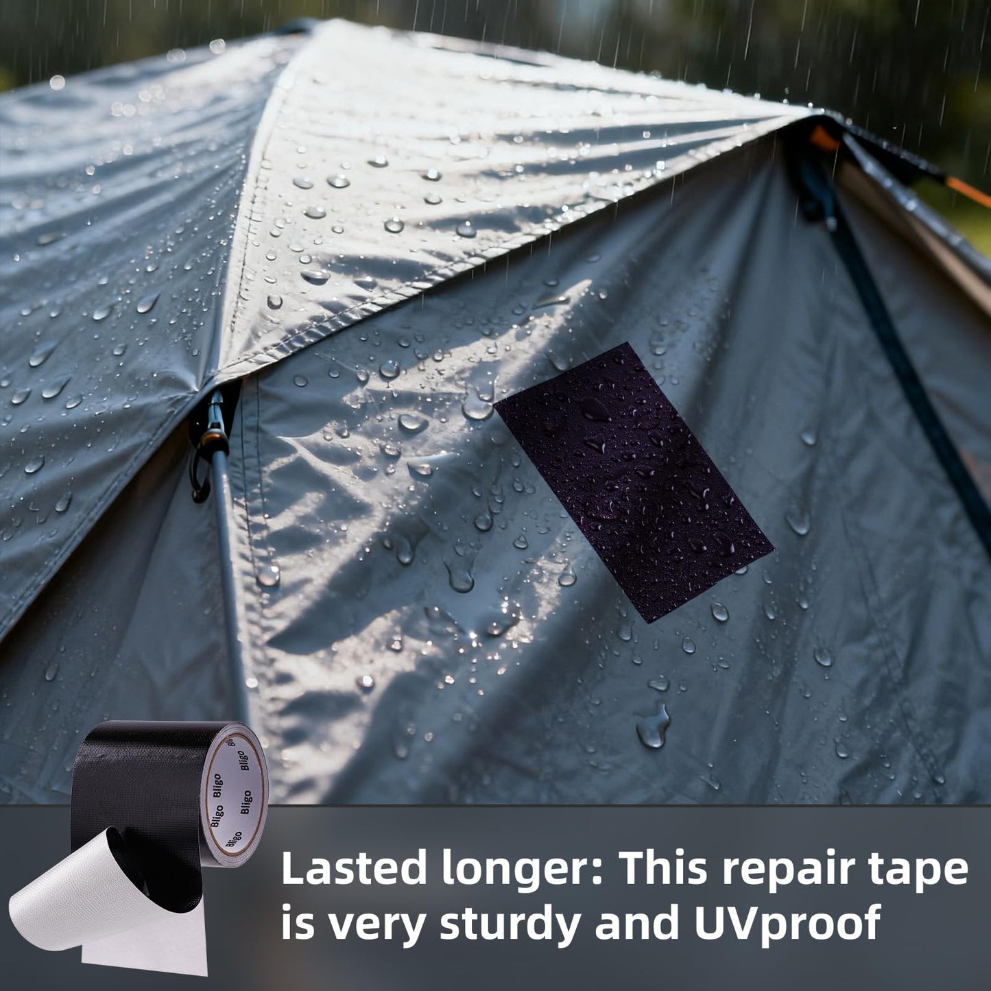 Heavy Duty Waterproof Repair Tape 6 Inch x 25 FT for RV Awning, Tent, Tarp, Sail and Boat Cover, Outdoor Fabric Repair Patch, UVproof, Multipurpose Black