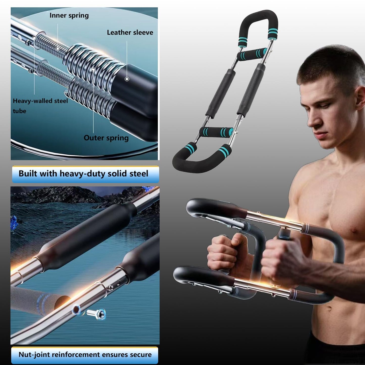 Twister ArmTrainer,Chest Clip Muscle Exerciser,Gorilla Bar for Chest Workout ，Three Gears to Adjust 60-110lb for Beginners and Professional,Portable Adjustable Chest Exerciser for Men and Women