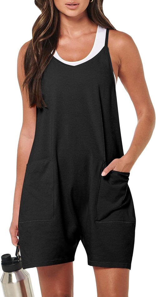 ANRABESS Women's Summer Romper - Casual Loose Sleeveless Jumpsuit for Beach Vacations | Spaghetti Strap