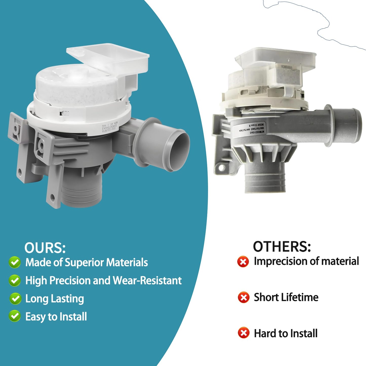 WT7400CW WT7300CW WT7405CW Washer Drain Pump Fit for Lg WT6105CW WT7300CV WT7305CV WT7400CV WT7155CW WT7005CW WT7900HBA WT7900HBA WT7405CV WT7800CW Washing Machine