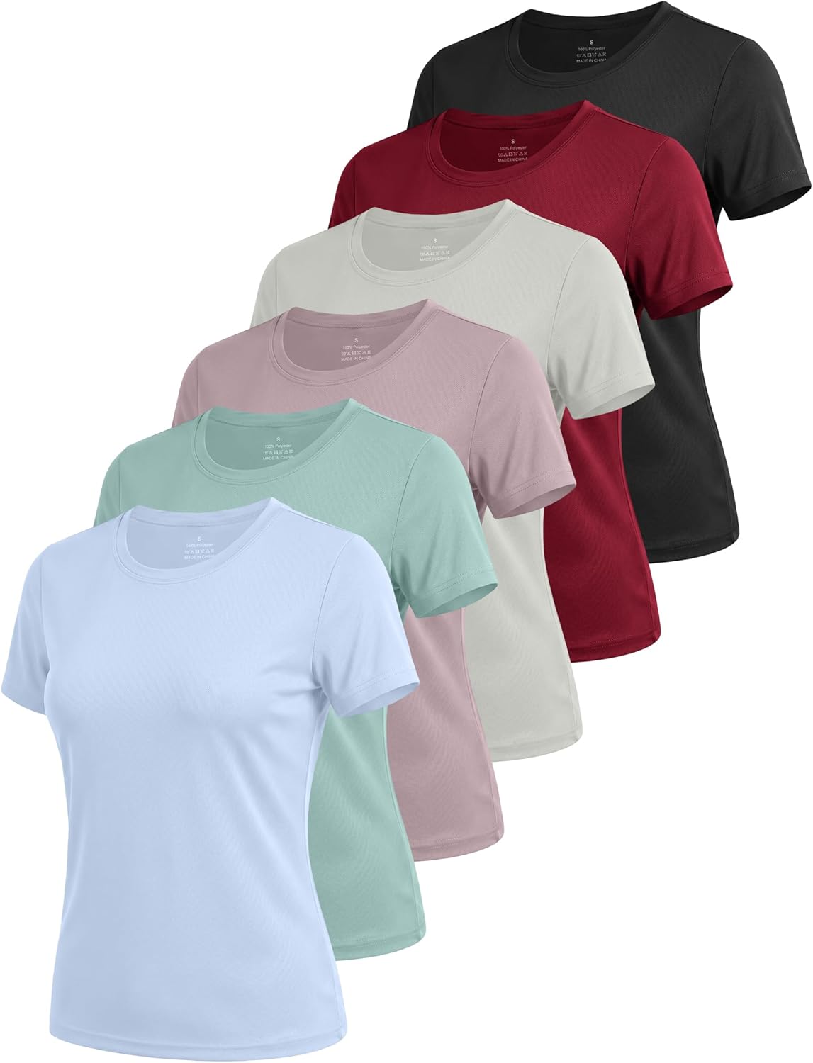 Skiennix Women's Athletic T-Shirts - 6 Pack Short Sleeve UPF Sun Protection Quick Dry Tees for Yoga & Running