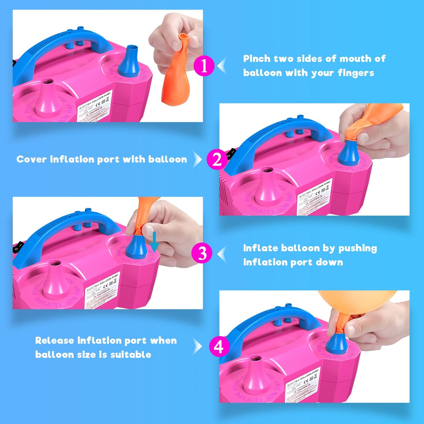 Balloon Pump, Balloon Pump Electric, Electric Balloon Pump at Home, Portable Air Blower with Dual Nozzle Balloon Air Pump for Decoration, Party and Save Time