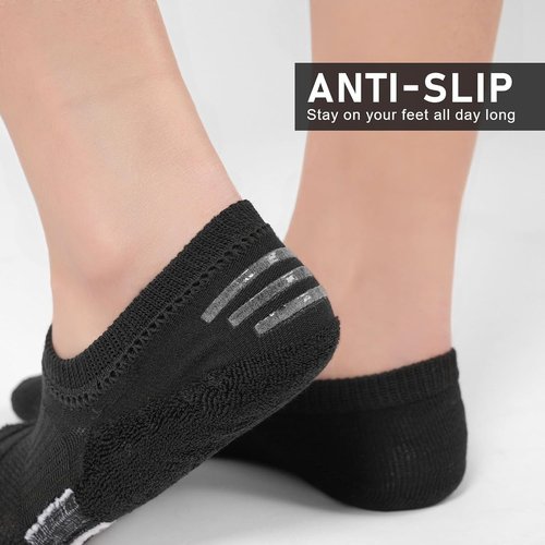 FAYBOX No Show Socks - Women's Cushioned Invisible Footies for Running | 6 Pairs, Low Cut Ankle Design