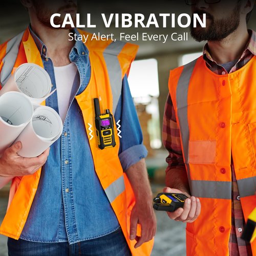 Radioddity HD-1 IP67 Waterproof Floating Heavy Duty Walkie Talkies, Long Range Two Way Radio with 2400mAh Battery, One-Key Group Call, Vibrate Alert, SOS, Dual PTT for Hunting Road Trip, 2 Packs