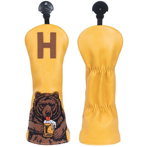 LZFAN Golf Club Head Cover Golf Head Cover Driver Headcover Fairway Wood Headcover Hybrid Club Head Cover Golf Blade Mallet Putter Cover Beer Bear (Hybrid)