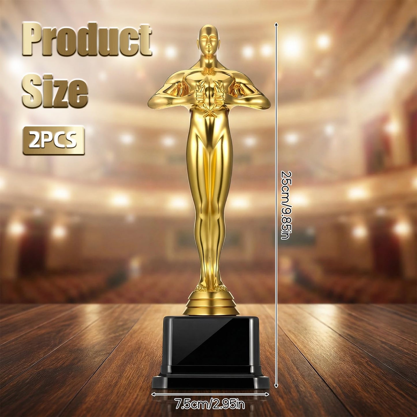 Xosjska 10'' Gold Award Trophy, 4 Pack Plastic Gold Award Trophies Oscar Trophy for-Award Ceremony,Celebration Competition,Events, Sports, Party Decorations,Ceremony and Appreciation Gift
