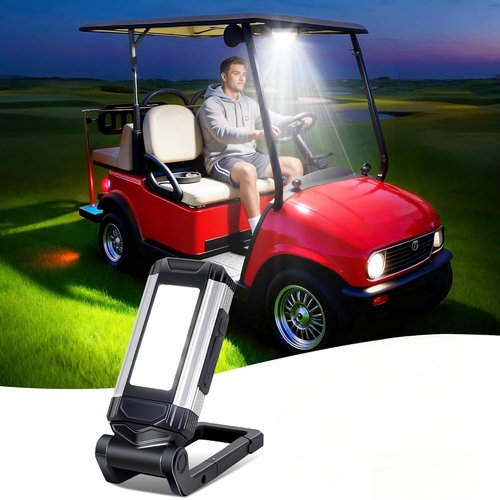 Golf Cart Lights with Magnetic Charging & 360° Rotation - LED Dome Light Accessories Featuring Hook/Carabiner, 7 Modes, Power Bank - for Camping, Hunting(1)