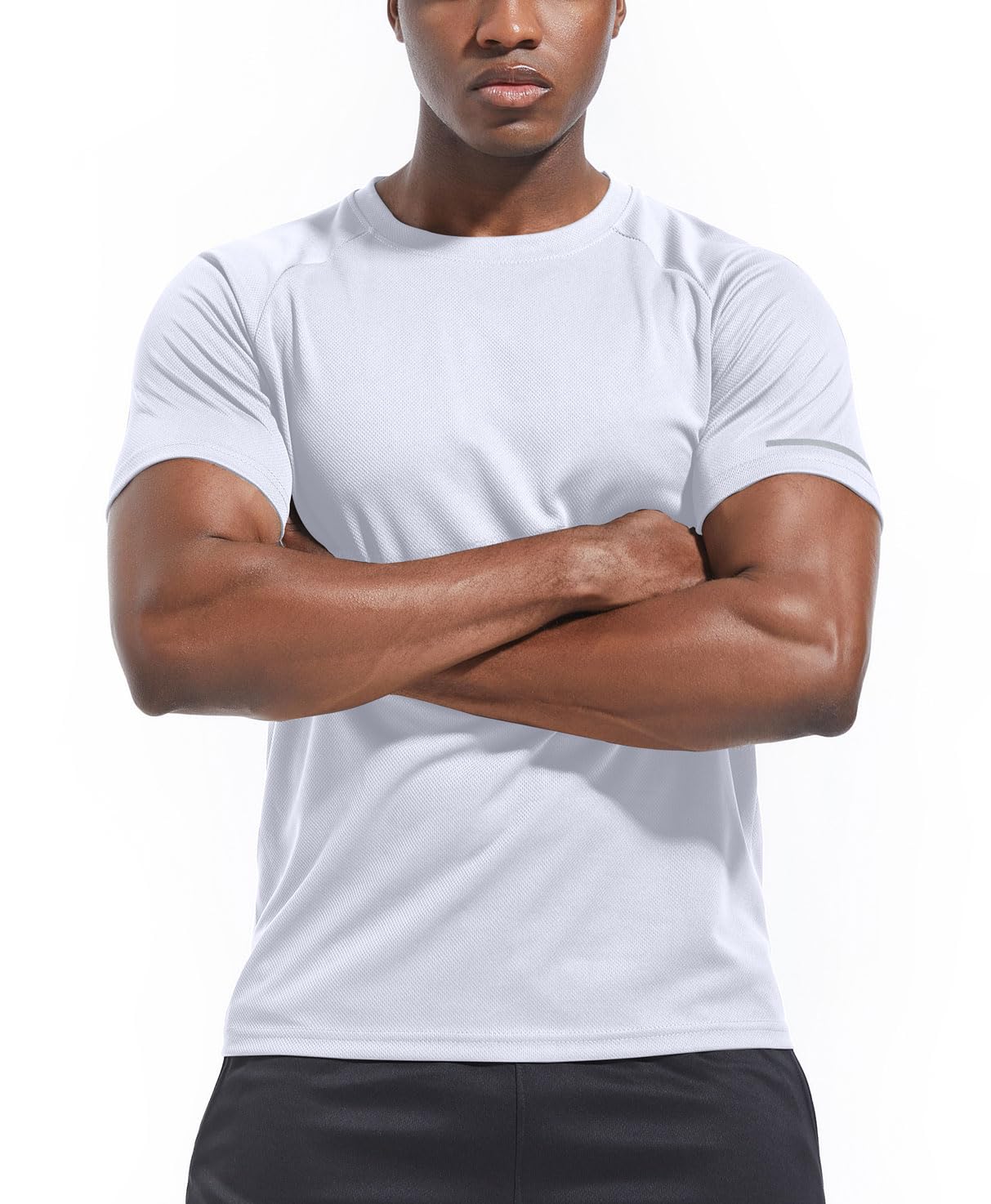 5 Pack High Performance Shirts for Men, Dry Fit Moisture Wicking Workout T-Shirts, Athletic Running Gym Short Sleeve Tee Shirts for Men White-5P05-2XL