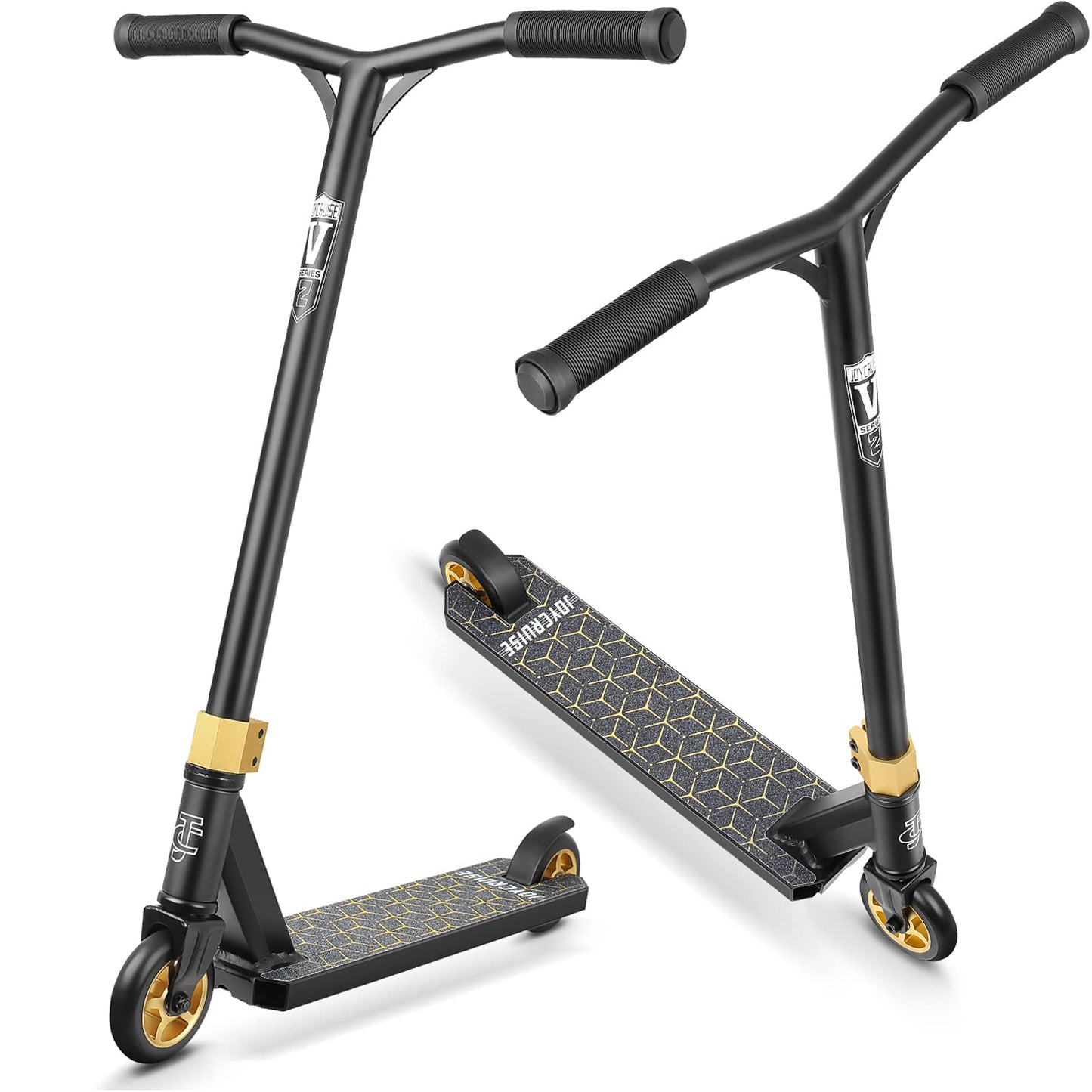 V2 Pro Trick Scooters, Stunt Scooter for Kids Ages 6-12 Years and Teens - Complete Beginner and Intermediate Freestyle BMX Scooter (Gold)
