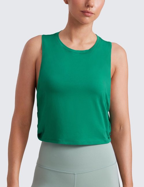 CRZ YOGA Pima Cotton Tank Tops for Women - Loose Sleeveless Workout Shirts | Athletic Crop Design
