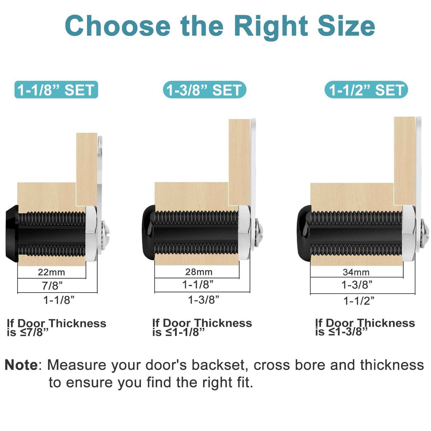 Pertinel 1-1/2 Inch Cabinet Cam Lock Set - 5Pcs Keyed Alike Black Locks for Secure Files, Drawers, RV Storage - Replacement Set With Black Finish