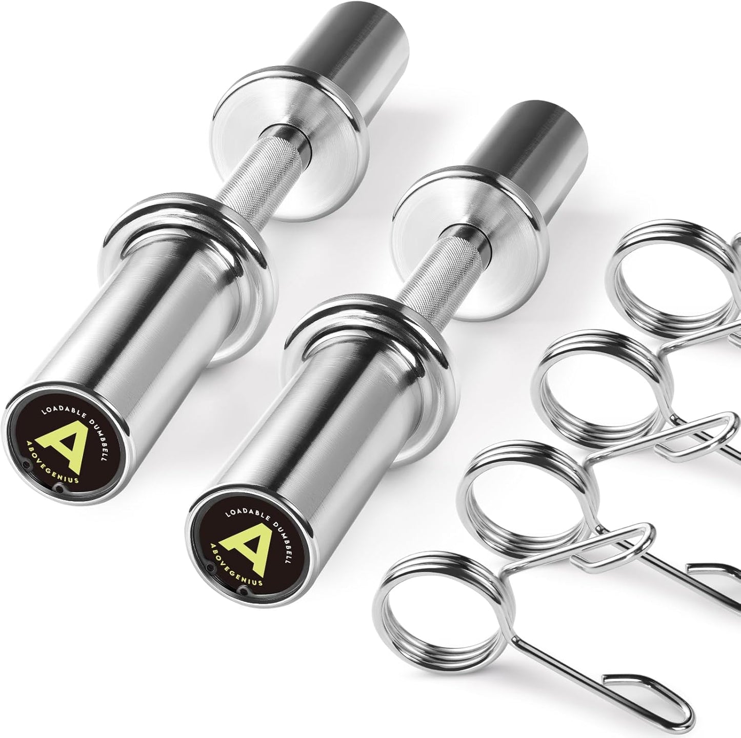 Skiennix 16-Inch Olympic Dumbbell Handles - Solid Steel Loadable Weight Bars for 2-Inch Plates