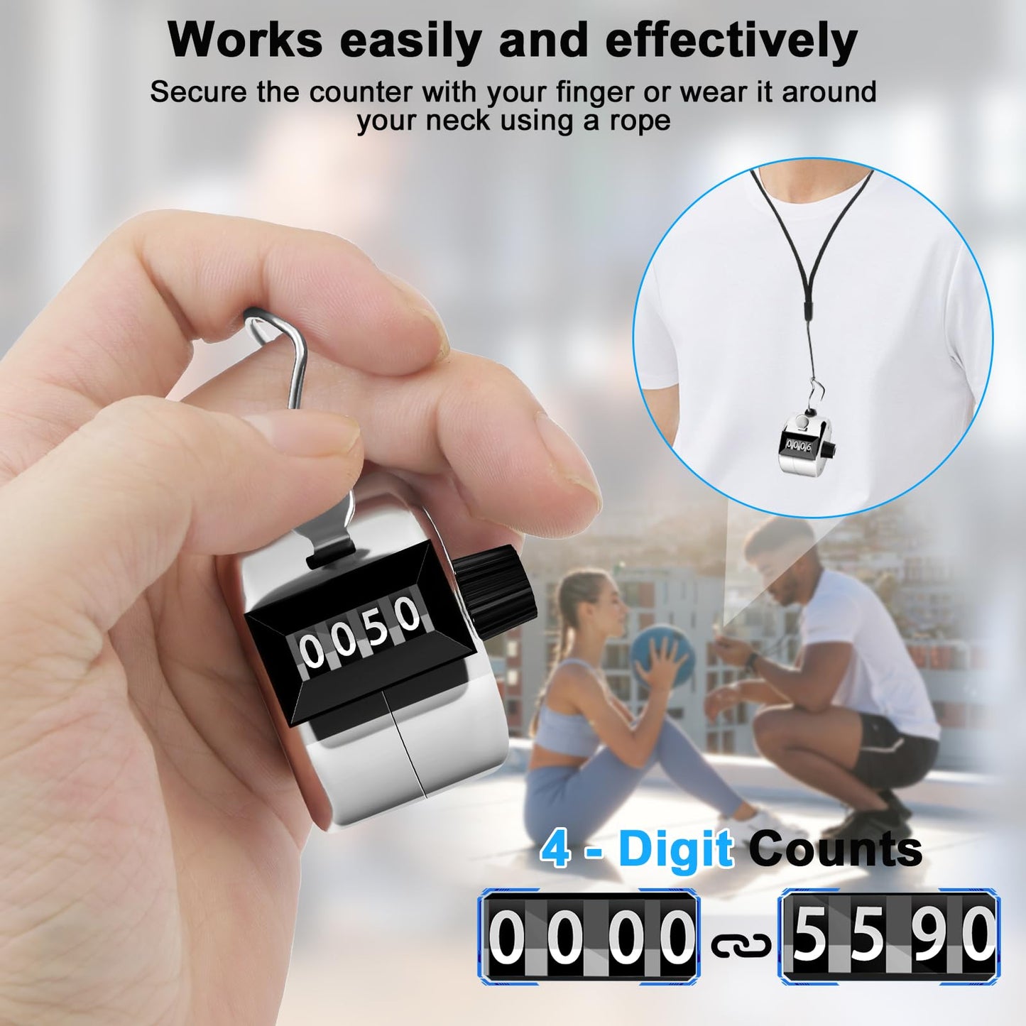 Decymis 2 Pack Clicker Counter, Metal Hand Tally Counter Clicker, Silver
