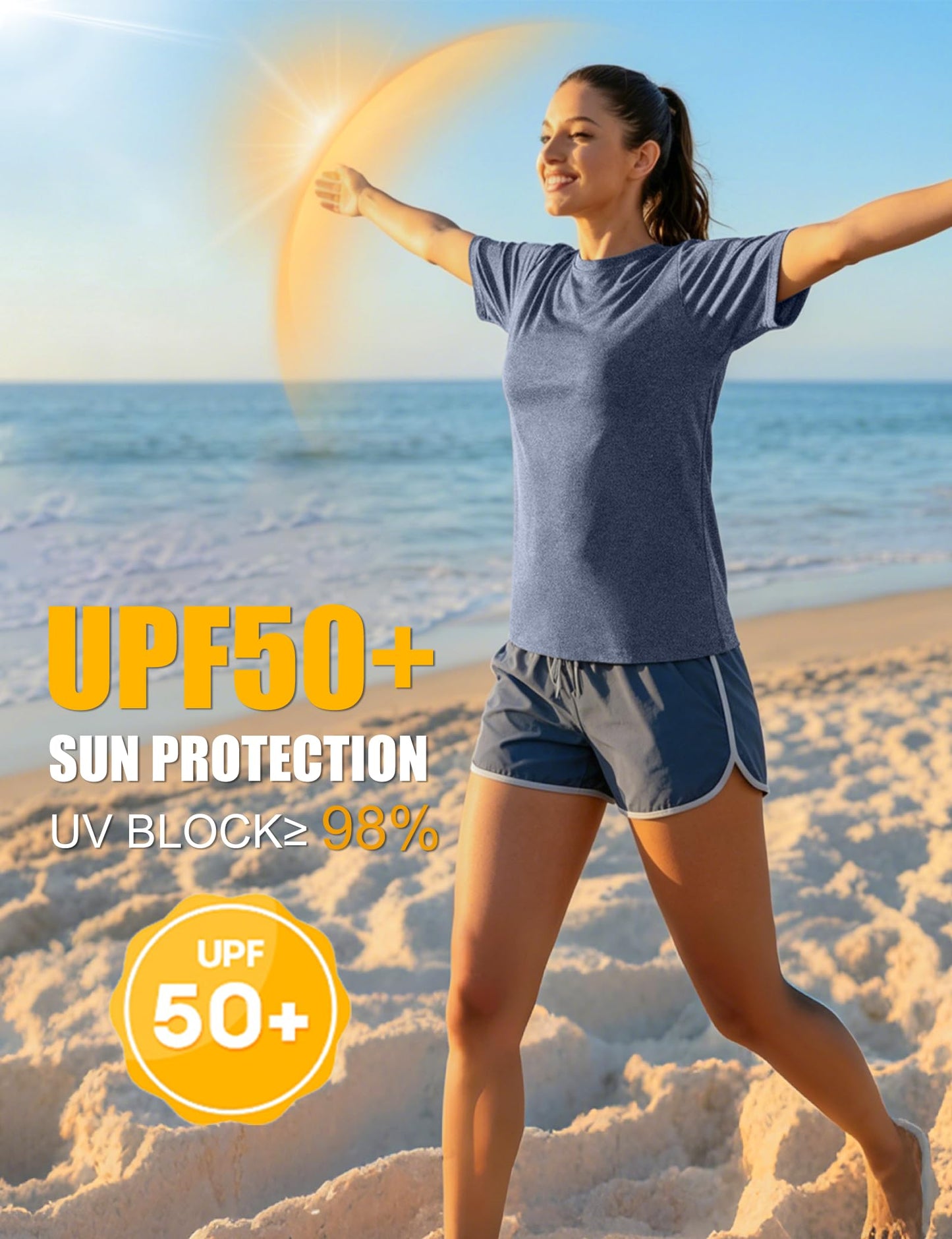 Kinglaman 5 Pack Workout Tops Gym Shirts for Women Dry Fit UPF 50+ Sun UV Protection Swim Athletic Yoga Tee T Shirts Tops 1 Black 1 Gray 1 Blue 1 Purple 1 Green X-Large