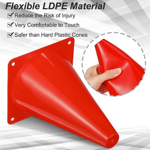 Leelosp 48 Pack Traffic Cones - 7" & 9" Plastic Agility Markers for Soccer, Basketball & Training
