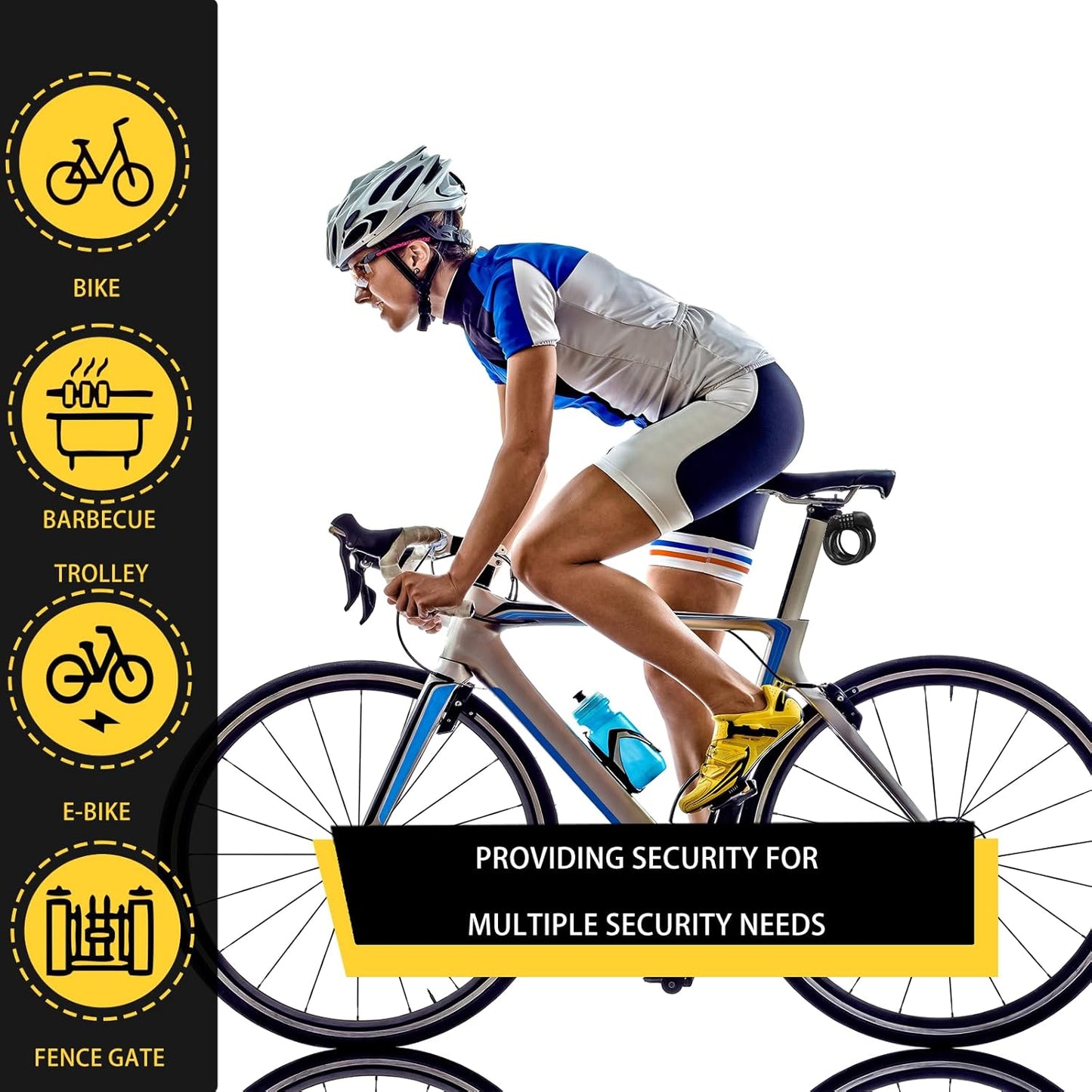 Skiennix Bicycle Cable Lock - 4-Digit Combination, 6-Foot Length, Resettable Anti-Theft | Black