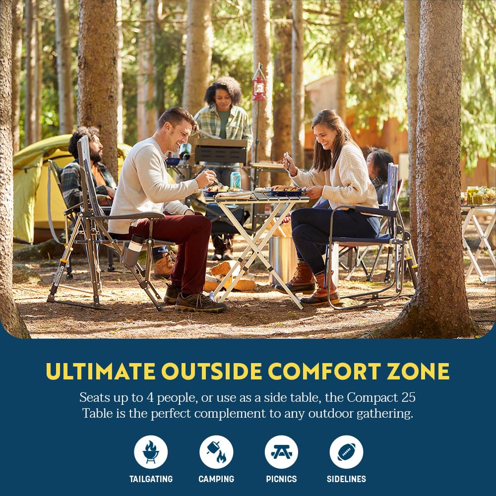 GCI Outdoor Compact Camp Table 25 | Portable Folding Table for 4 People, Perfect for Camping Trips, Tailgating & Picnics — Black