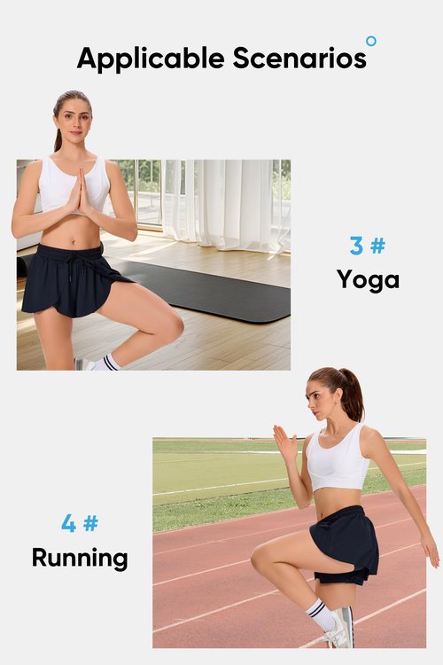 Flowy Running Shorts for Women Workout Athletic Gym Yoga Sport Active Wear Golf Hiking Bike Skort Sweat Pants Tennis Skirt with Pockets Spandex Cute Comfy Trendy Clothes Casual Summer Outfits Black M