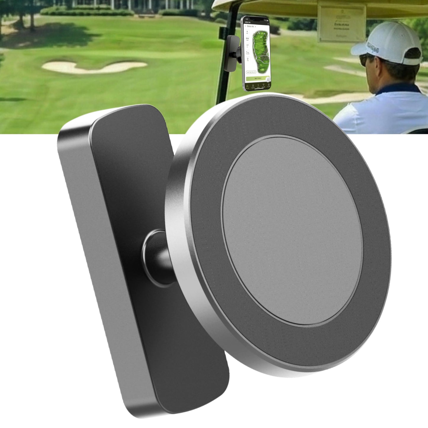 FLYTD Magnetic Golf Cart Phone Holder - Premium Matte Design, Ultra Strong N52 Magnets, MagSafe Compatible iPhone 17-12, Golf Cart Accessories, Gift for Golfers