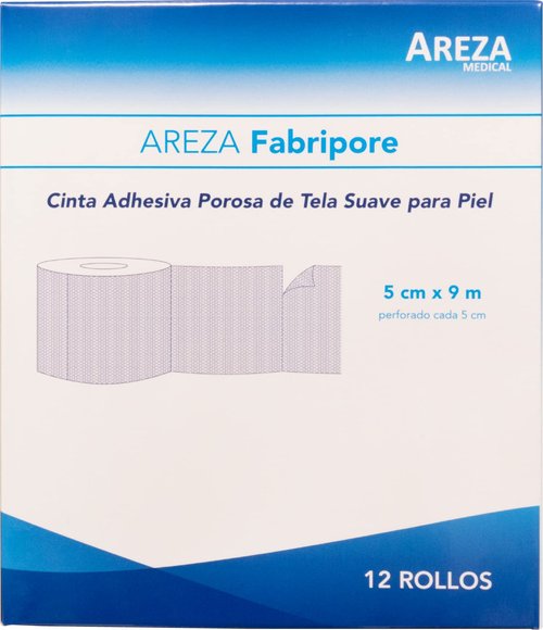 Areza Medical Surgical Tape - Porous Skin Soft Fabric Cloth Adhesive Tape - Fabripore - 2" x 10 yds. (5 cm x 9 m) - 12 Rolls per Box