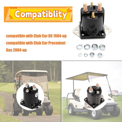 Haokixin 1013609 Golf Cart Solenoid Fits for Club Car DS Precedent Gas 1984-up, 4-Terminal 12V Starter Solenoid Replace 1012275 435-154 LPL6003 1117 240-20013