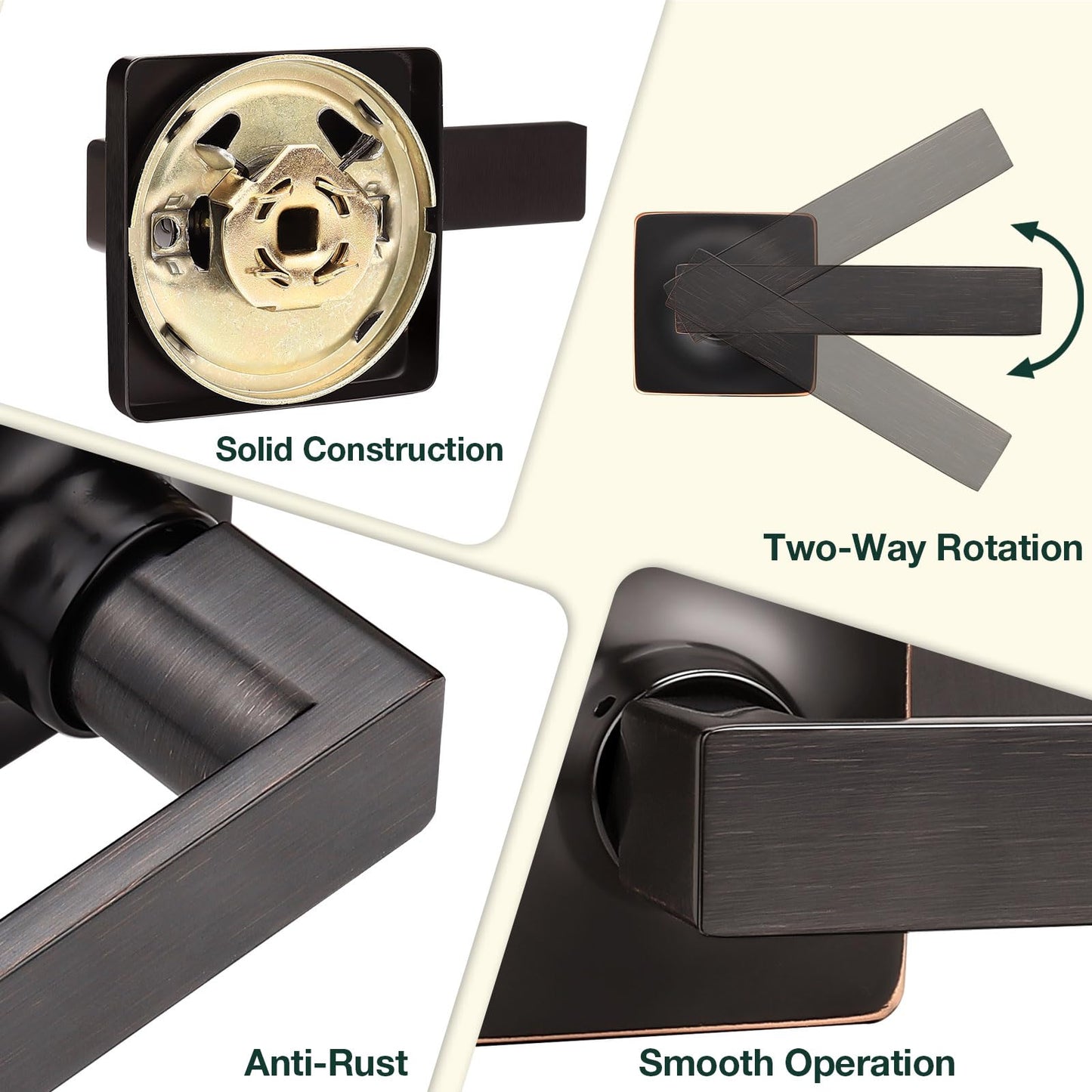 GOBEKOR 5 Pack Interior Door Handles Oil Rubbed Bronze Passage Door Lever Handles Closet Door Handles with Lock Bronze Door Handles