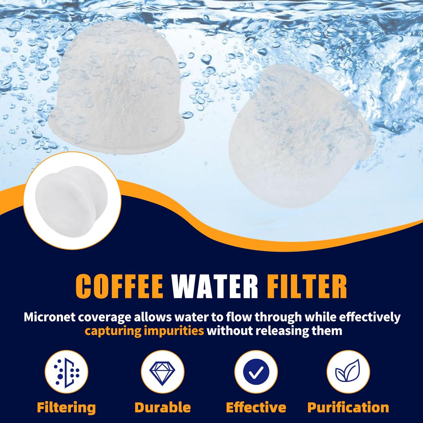 10-Pack Coffee Maker Water Filter Pods for Wolf Gourmet, Activated Carbon Filter Replacement for WGCM100S, WGCM110S, WGCM120S, Compatible with Wolf Gourmet