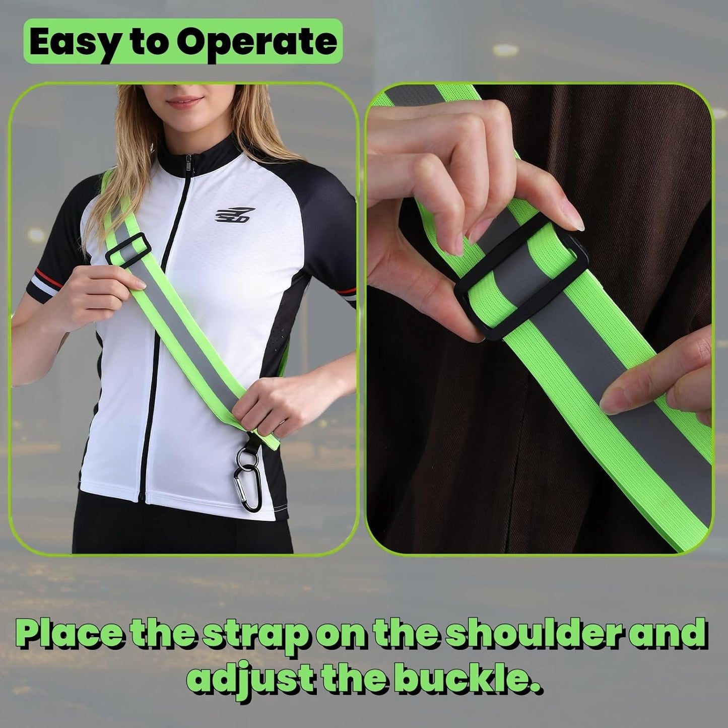 Tlence Reflective Sash - High Visibility Running Belt for Night Safety | Adjustable 10 Pack for Men & Women