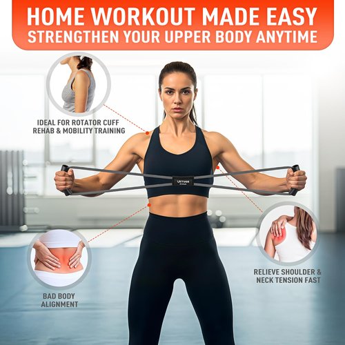 Figure 8 Resistance Bands for Arm, Back – 3-Level Latex Heavy Exercise Bands with Handles for Strength Training, Full Body Workout, Physical Therapy, Pilates, Yoga, Home Gym Equipment for Men & Women