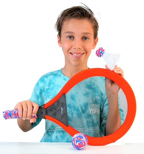 JA-RU Soft Foam Racket Set (3 Sets) Badminton, Tennis Racket, & Paddle Ball Toys for Kids, Teens & Adults. Active Indoor & Outdoor Games & Sports Activities. Family Exercise Equipment Set. 5135-3s
