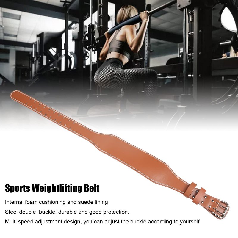 Weight Lifting Belt, Imitation Cowhide Weightlifting Waist Belt Widen Gym Belts for Weightlifting Powerlifting Strength Training Squat Deadlift Workout Waist Support(Brown)