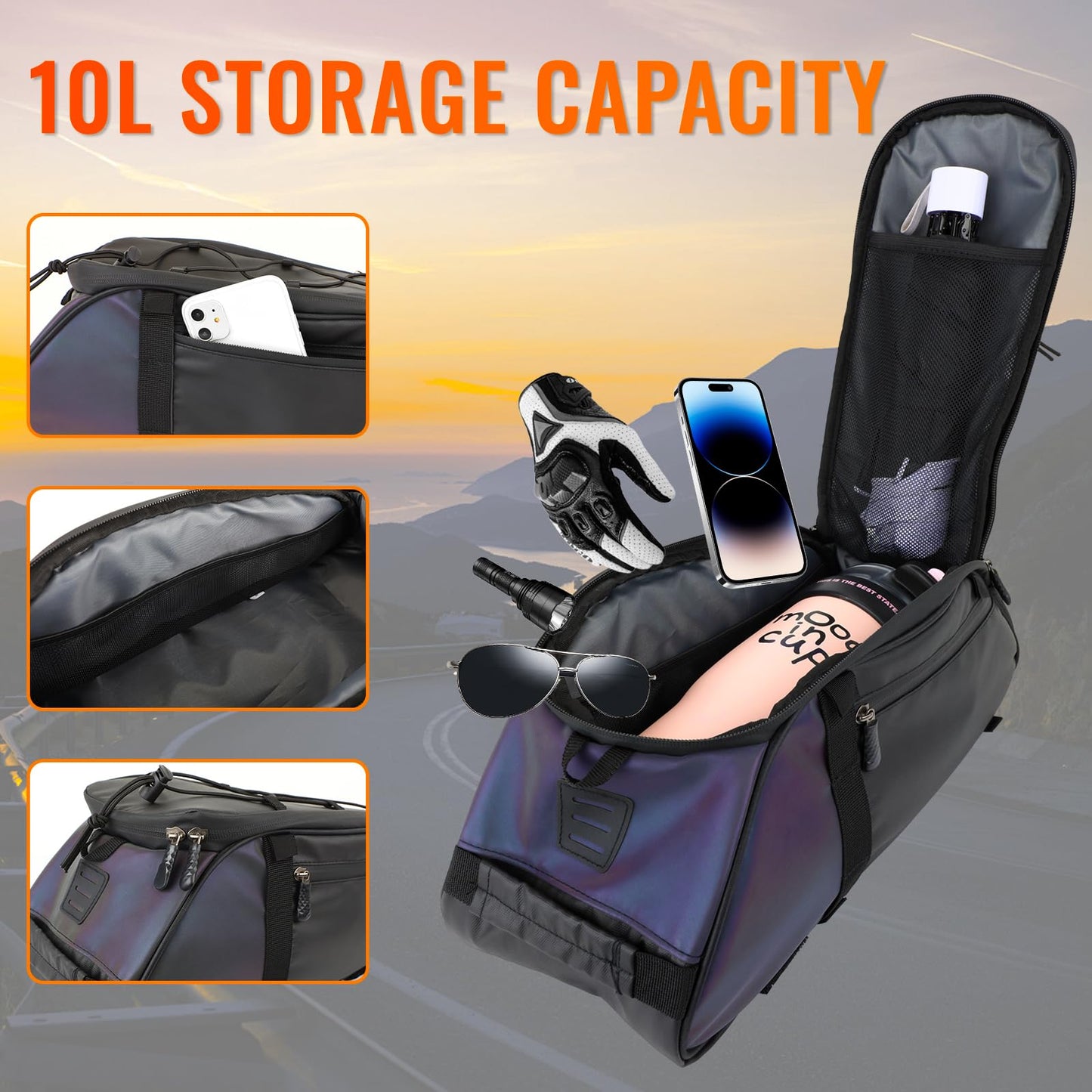 Raoot Rear Bike Rack Bag, 10L Water Resistant Ebike Bags for Bicycle Rear Rack, Bicycle Trunk Pannier with Shoulder Strap for Commuter Travel Shopping and Cycling (Black)