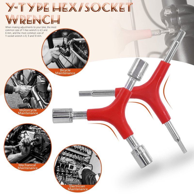 Tanstic 9Pcs Bike Spoke Wrench Set Including Bicycle Spoke Wrench & Bike Tire Lever & Bike Hex Wrench & Valve Stem Core Tool & Bike Rim Correct Kit Cycling Pocket Tools for Road and Mountain Bikes