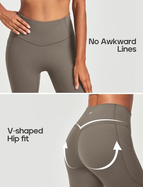 Heathyoga Compression Leggings for Women - Tummy Control, No Front Seam, Pocketed Yoga Pants