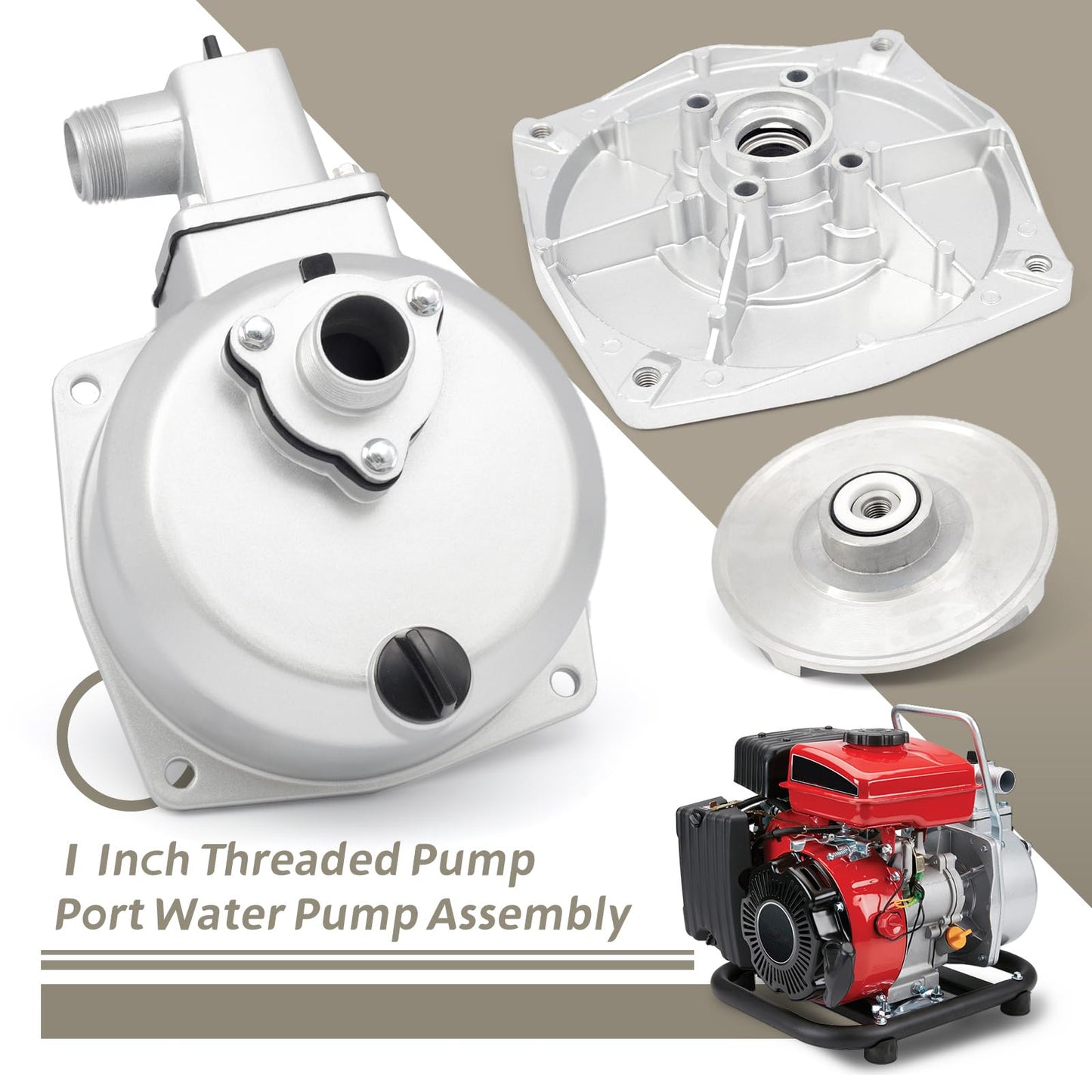 YIYANTO 1 Inch Threaded Pump Port Water Pump Assembly Replacement for Harbor Freight Predator for Pacific Hydrostar Clear Water Pump 1" in Ports 79cc 99cc Gas Engine Models 63404 56161