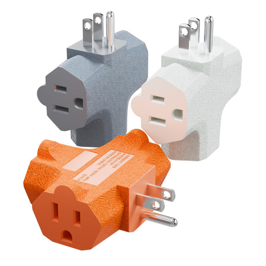 K KASONIC - 3-Outlet Grounding Adapter, [UL Listed] Plug Extender, Heavy-Duty Grounded Power Tap - 3 Pack (Multi-Color)