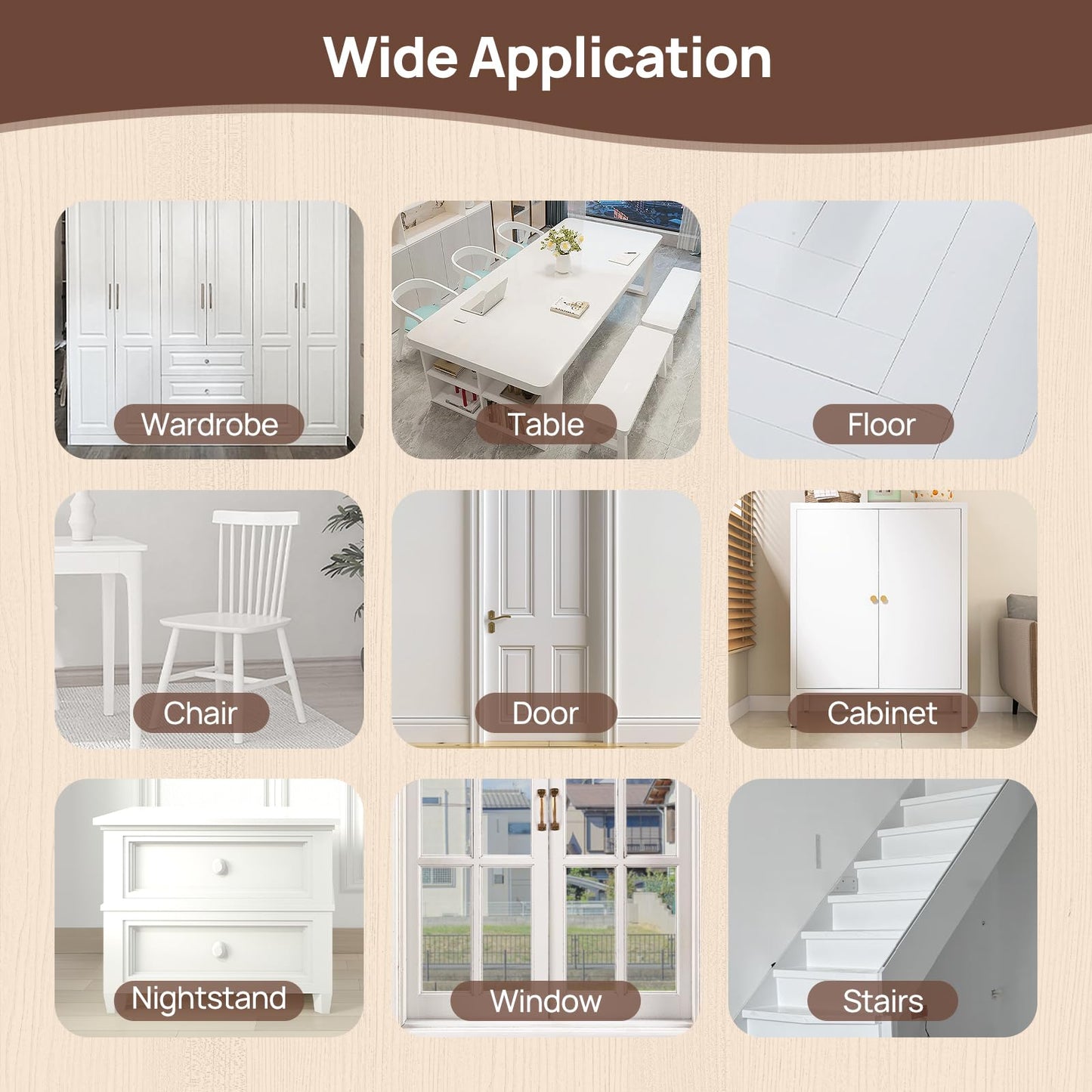 Boncart Wood Filler, 6.15 oz Paintable Wood Putty, Easy to Sand, Shrink & Crack Resistant, Quick Repair for Cracks, Holes and Damage (White)